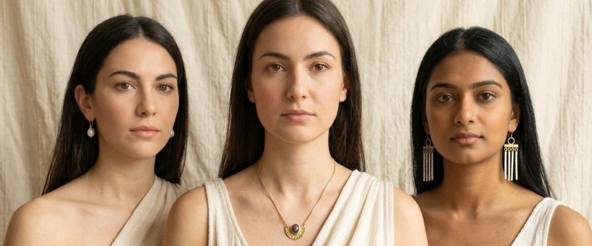 Modelo trío pendiente collar joyas